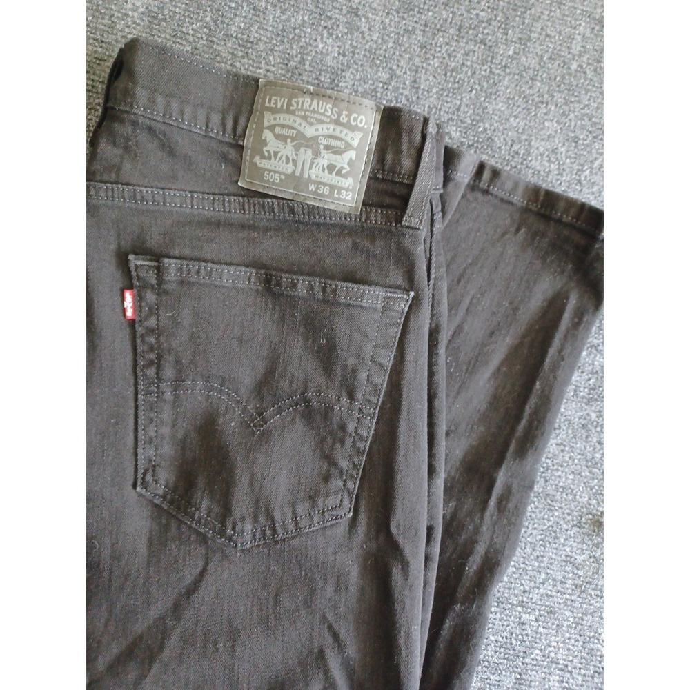Levi's Mens 505 Straight Leg Black Denim Jeans Pants 36x30